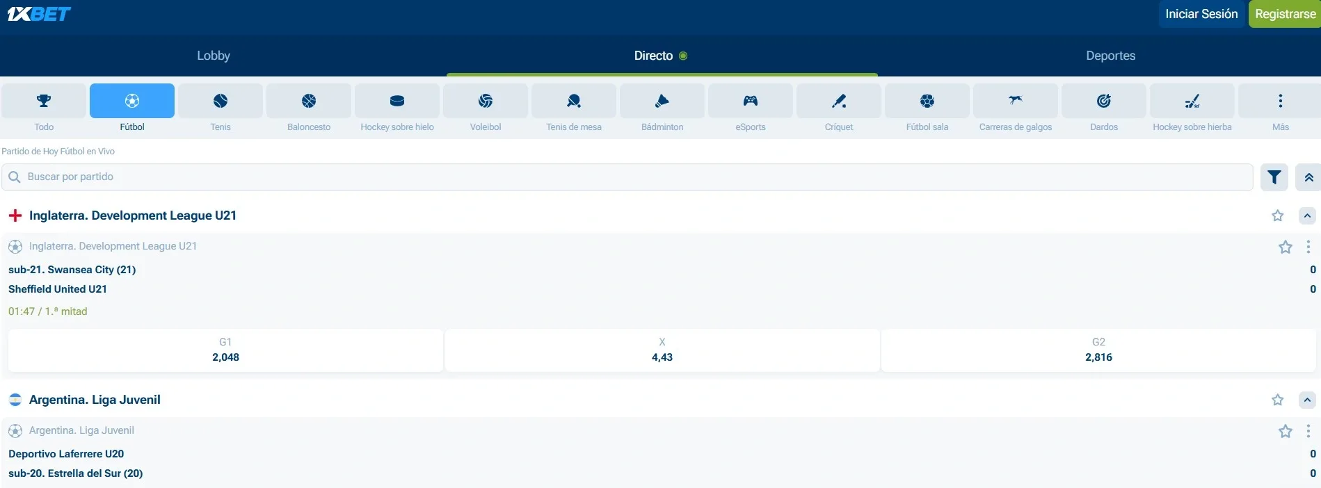 1xBet LIVE apuestas y streaming en directo