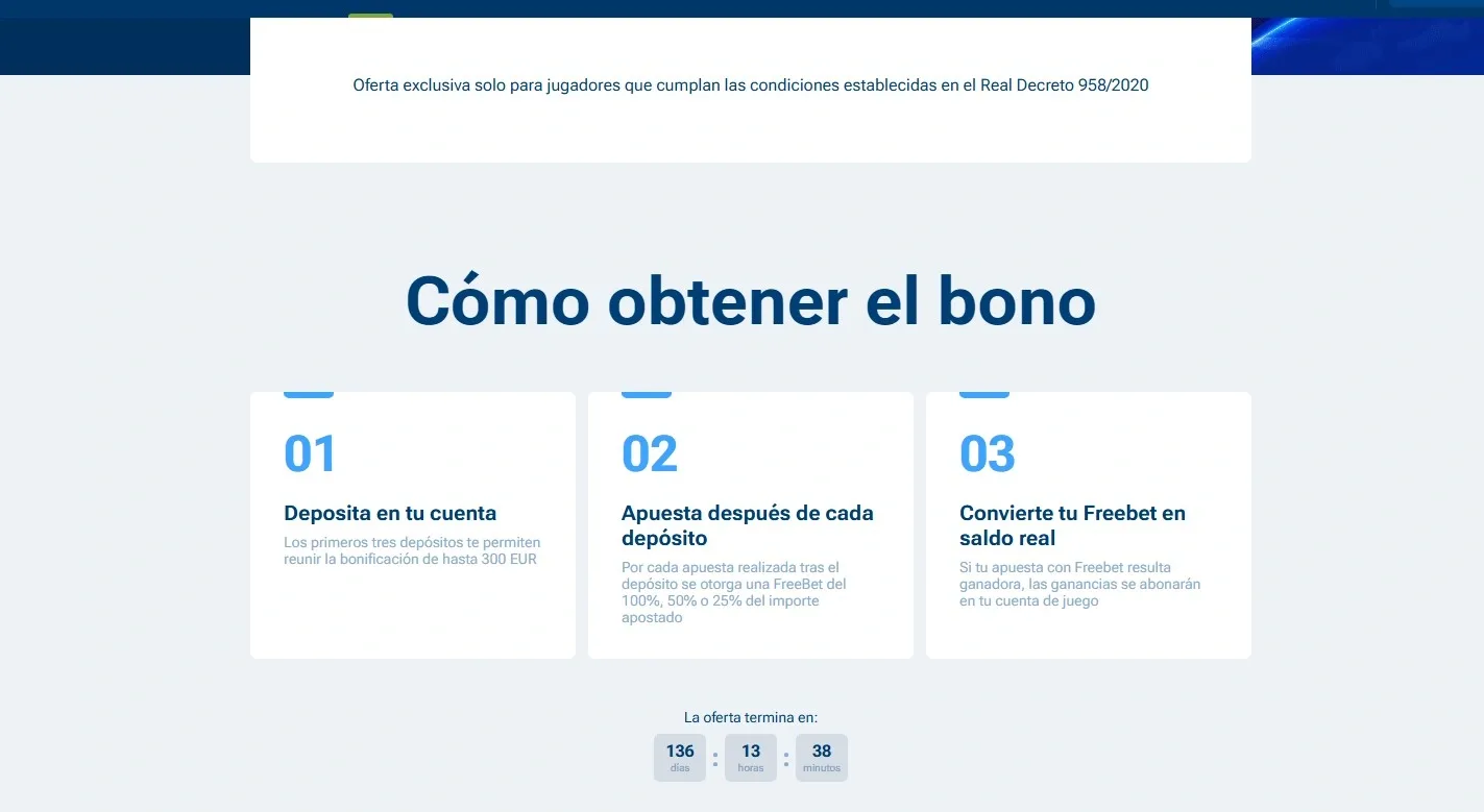 Oferta de bienvenida 1xBet para nuevos usuarios