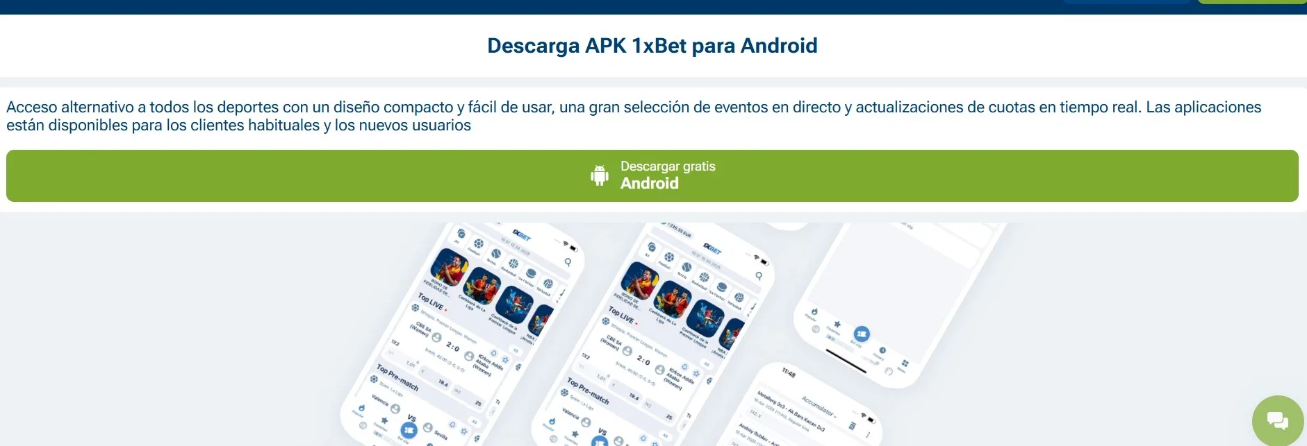 Instalación rápida de 1xBet en Android